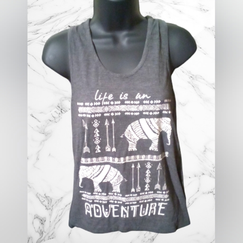 "Darling Blue" Women's Adventure Elephant Print Tank Top